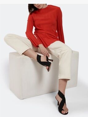 NEOUS Alya Slingback Heel Twist-Knot Slide Sandals in Black  - Sz 36